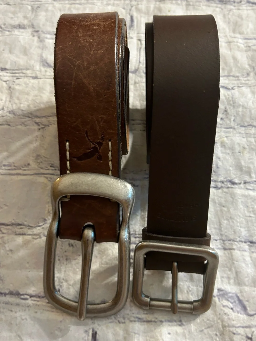 EDDIE BAUER ITALIAN LEATHER BROWN 42 & SIGNATURE LEVI BROWN LEATHER 44 BELTS